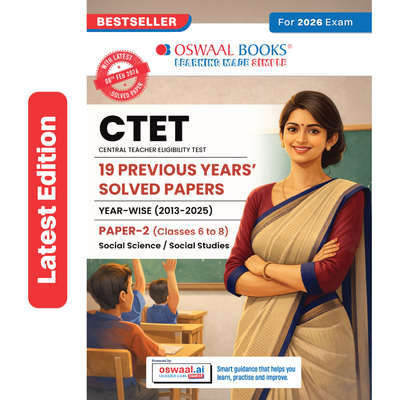 Oswaal CTET Paper 2 (Classes 6-8) Social Science & Social Studies 19 Previous Years' Solved Papers English Medium | Year-wise 2013-2025 | Includes Feb 2026 Solved Paper | With Oswaal AI | For 2026 Exam