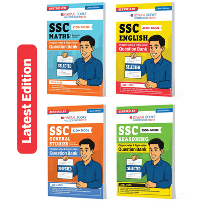 Oswaal SSC 15 Years Question Bank English Medium Set of 4 | Maths, English, GS & Reasoning 15000+ MCQs Tier-1 | SSC CGL, CHSL, MTS, CPO | Previous Years 2011-2025 | For 2026 Exam
