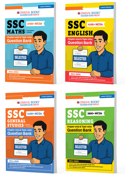 SSC (Staff Selection Commission) Mathematics, English, General Studies & Reasoning 15000+ MCQs Tier-1 | Chapter-wise & Topic-wise Question Bank (2011 to 2025) |(Set of 4 Books) For 2026 Exam