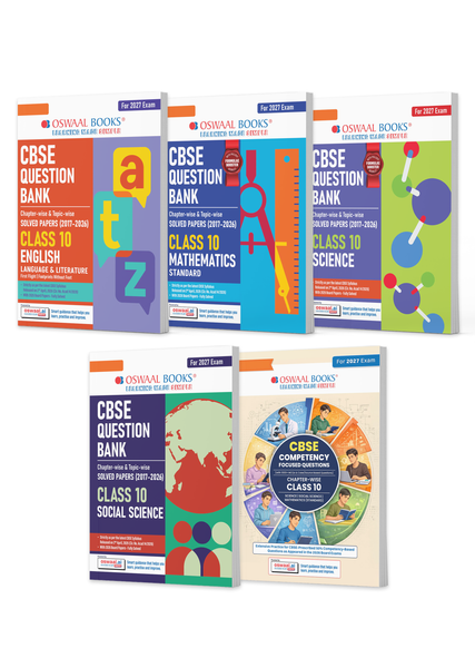 CBSE Question Banks + Competency Focused Questions English, Maths Standard, Science, Social Science For Class 10 | Chapterwise & Topicwise Solved Papers (Set of 5) For 2027 Board Exams