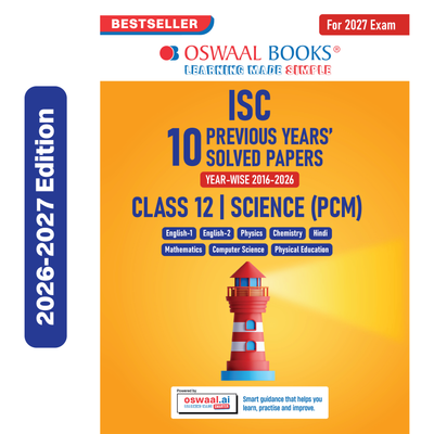Oswaal ISC 10 Previous Years' Solved Papers Year-wise (2016-2026) | Class-12, Science (PCM) | Physics, Chemistry, Mathematics, Eng1& 2, Hindi, Computer Science, Physical Education (2027 Exam) | Oswaal AI