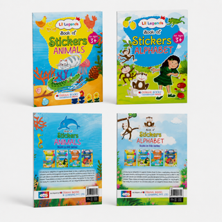 Lil Legends Books of Stickers Animals and Alphabets | Set of 2 for Age 3+ | Learn ABC and Counting With Fun Activities | Educational Workbook | For Toddlers/Nursery/LKG