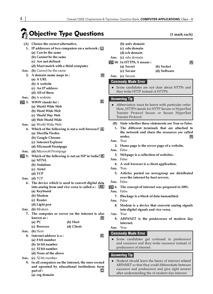 CBSE Question Bank Chapterwise and Topicwise SOLVED PAPERS Class 10 Computer Applications For Exam 2026