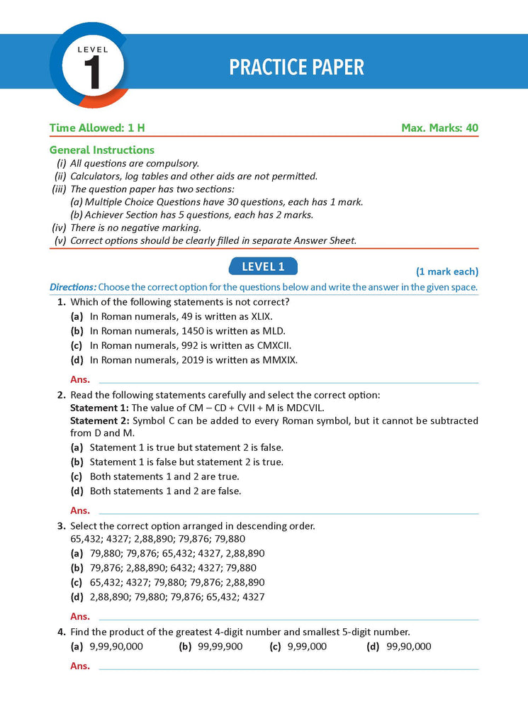 One for All Olympiads Workbook Class 5 Mathematics For 2025 Exam