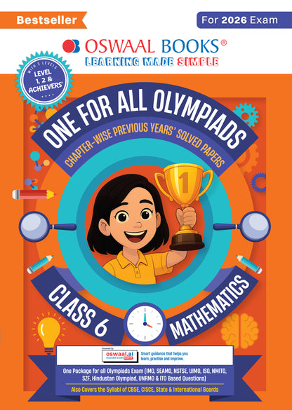 Oswaal One For All Olympiads Class 6 Maths Prep-Guide Book | Chapter-wise Previous Years' Solved Papers | Questions for SOF IMO & Other Olympiad Exams 2026 | With Sample Practice Papers & Oswaal.AI