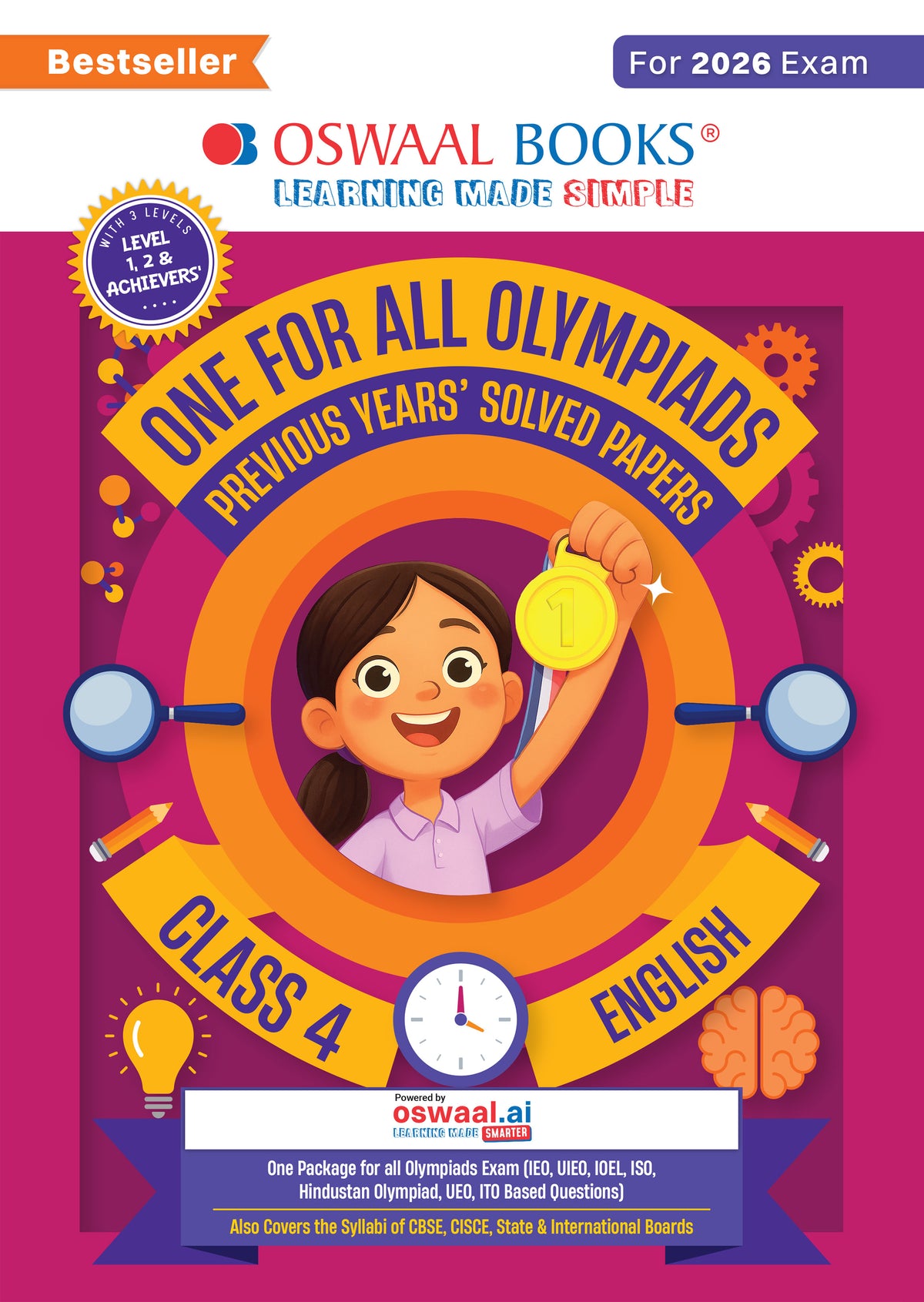 Oswaal One For All Olympiads Class 4 English Prep-Guide Book | Chapter-wise Previous Years' Solved Papers | Questions for SOF IEO & Other Olympiad Exams 2026 | With Sample Practice Papers & Oswaal.AI