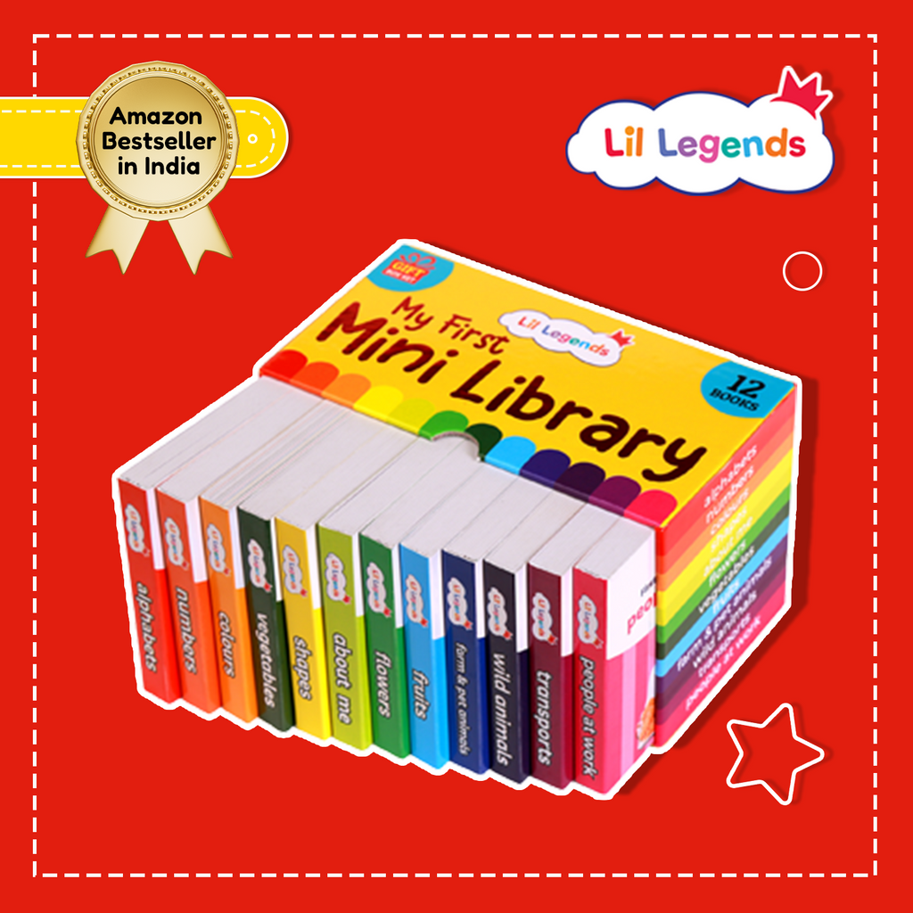 Lil Legends My First Mini Library Box Set - 12 Books for Kids: Alphabet, Numbers, Shapes, Colors, Animals, Vegetables, Fruits & More | Vibrant Pictures & Fun Activities | Ages 1 to 3 Years