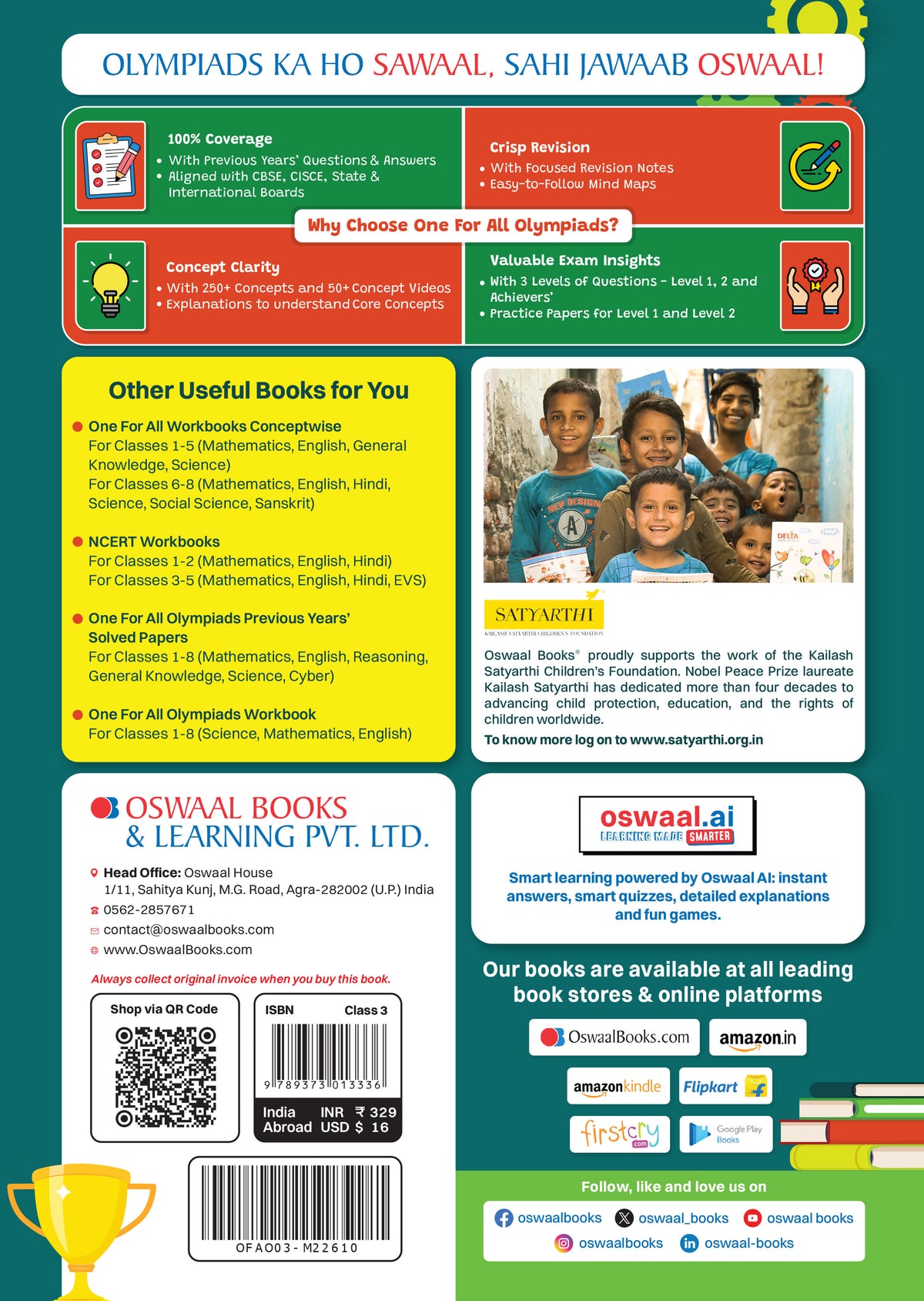 Oswaal One For All Olympiads Class 3 Cyber Prep-Guide Book | Chapter-wise Previous Years' Solved Papers | Questions for SOF ICSO & Other Olympiad Exams 2026 | With Sample Practice Papers & Oswaal.AI