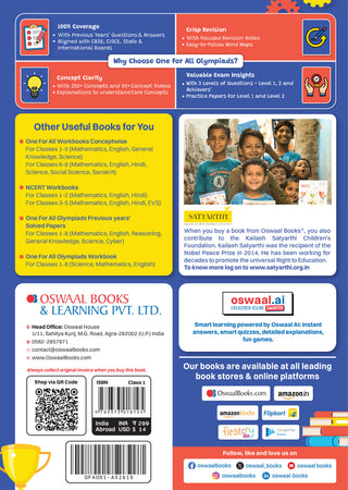 One For All Olympiads Class 1 Logical Reasoning Prep-Guide Book | Chapter-wise Previous Years' Solved Papers | Questions for Silverzone, Crest& Other Exams 2026 | With Sample Papers& Oswaal.AI
