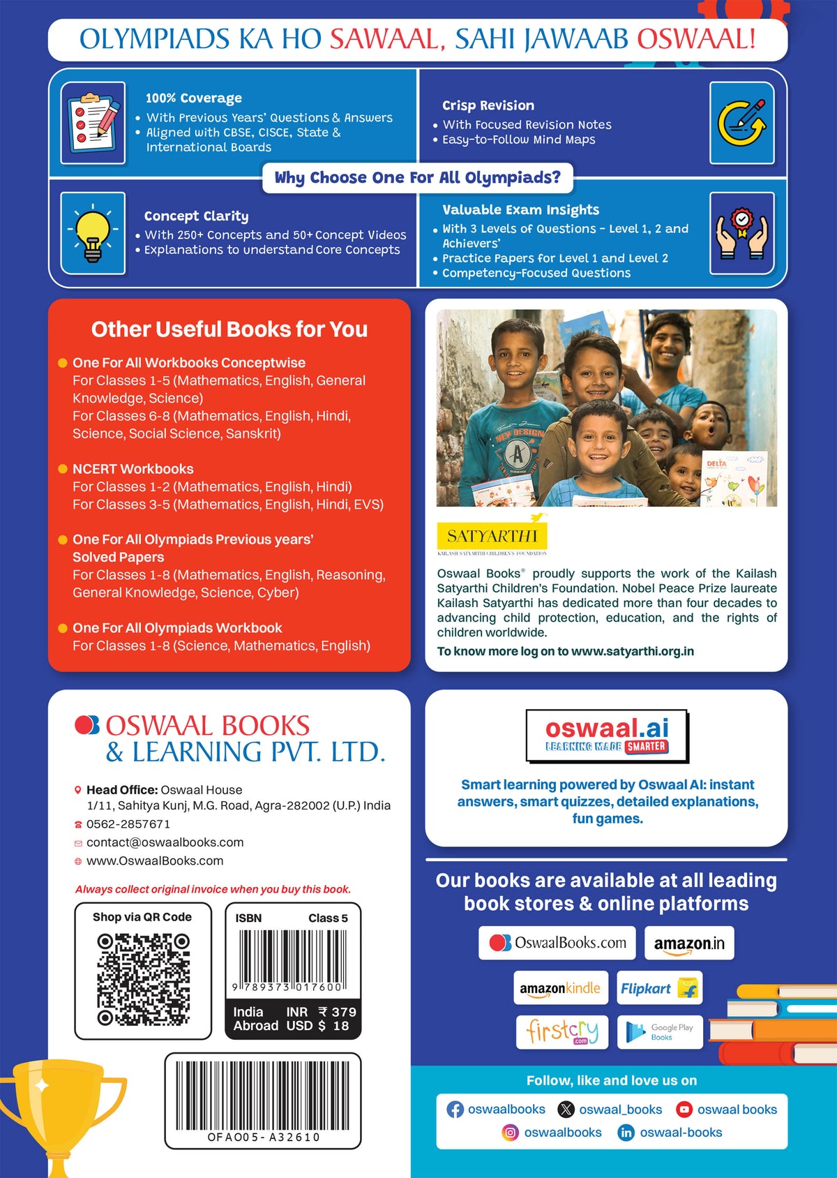 One For All Olympiads Class 5 Science Prep-Guide Book | Chapter-wise Previous Years' Solved Papers | Questions for SOF NSO & Other Olympiad Exams 2026 | With Sample Practice Papers & Oswaal.AI