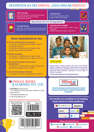 One For All Olympiads Class 4 Logical Reasoning Prep-Guide Book | Chapter-wise Previous Years' Solved Papers | Questions for Silverzone, Crest& Other Exams 2026 | With Sample Papers& Oswaal.AI