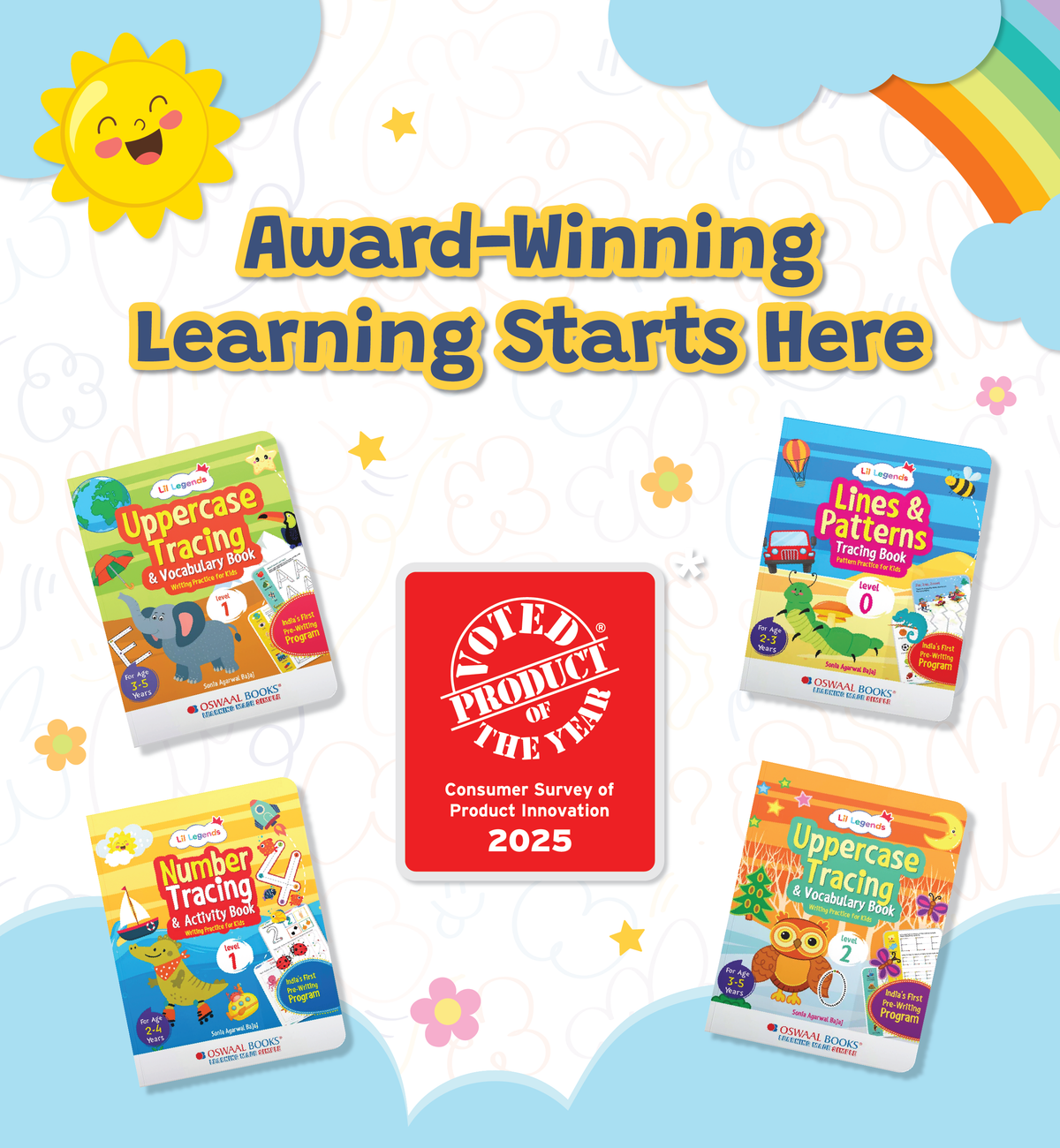 Lil Legends Uppercase Tracing & Vocabulary Writing Practice Book for Kids, Level-1 | Age- 3 to 5 Years| - Oswaal Books