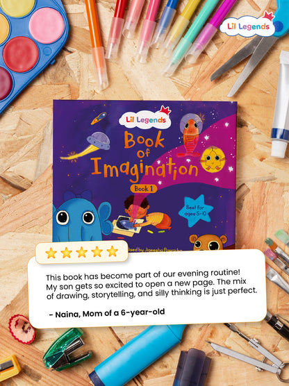 Book of Imagination â€“ Part 1 | Creative Thinking & Writing Journal for Kids Ages 5â€“10 | Drawing Prompts, Mindful Activities & Emotional Expression | Screen-Free Fun - Oswaal Books