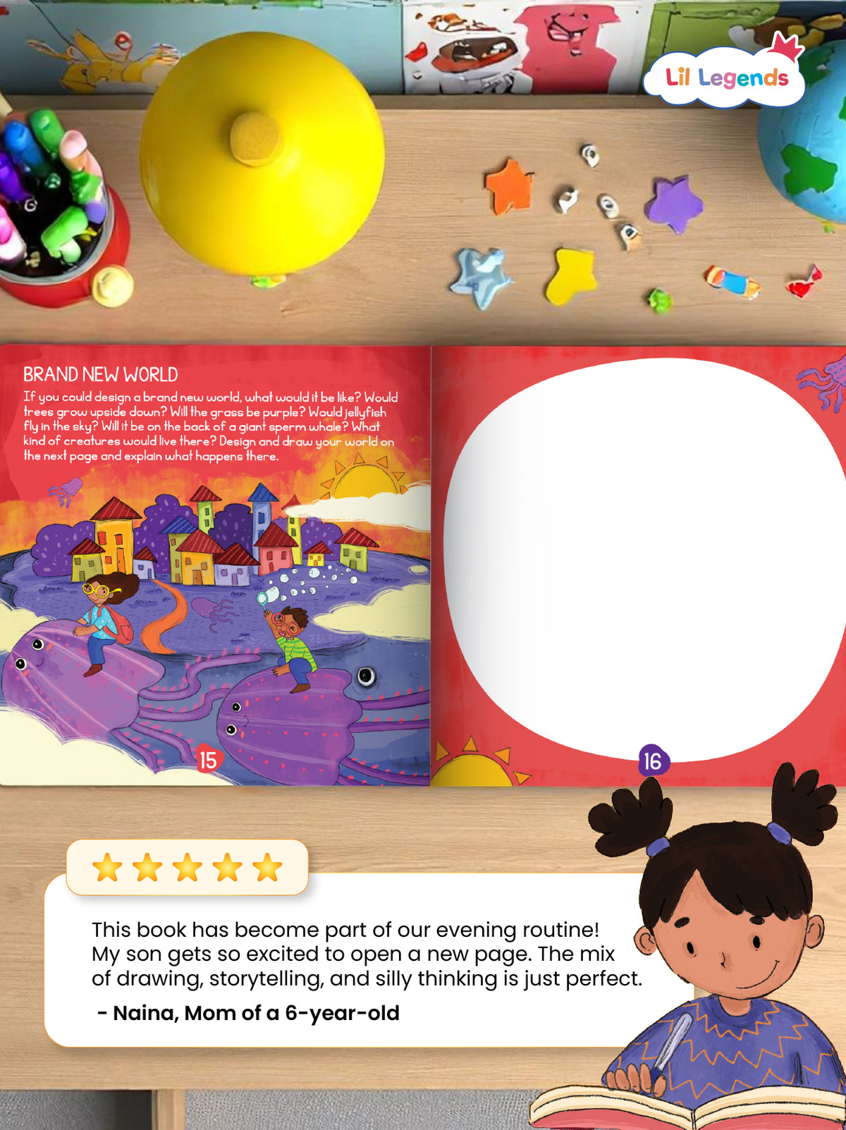 Book of Imagination â€“ Part 2 | Creative Journal with Drawing & Writing Prompts for Kids Ages 5â€“10 | Mindful Screen-Free Activities for Emotional Growth - Oswaal Books