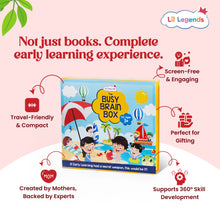 Lil Legends Busy Summer Brain Box for Kids Age 3+ | 11-in-1 Summer Vacation Learning Kit with Sticker Books, Colouring, Moral Stories, Activity Books & Free Stationery Kit