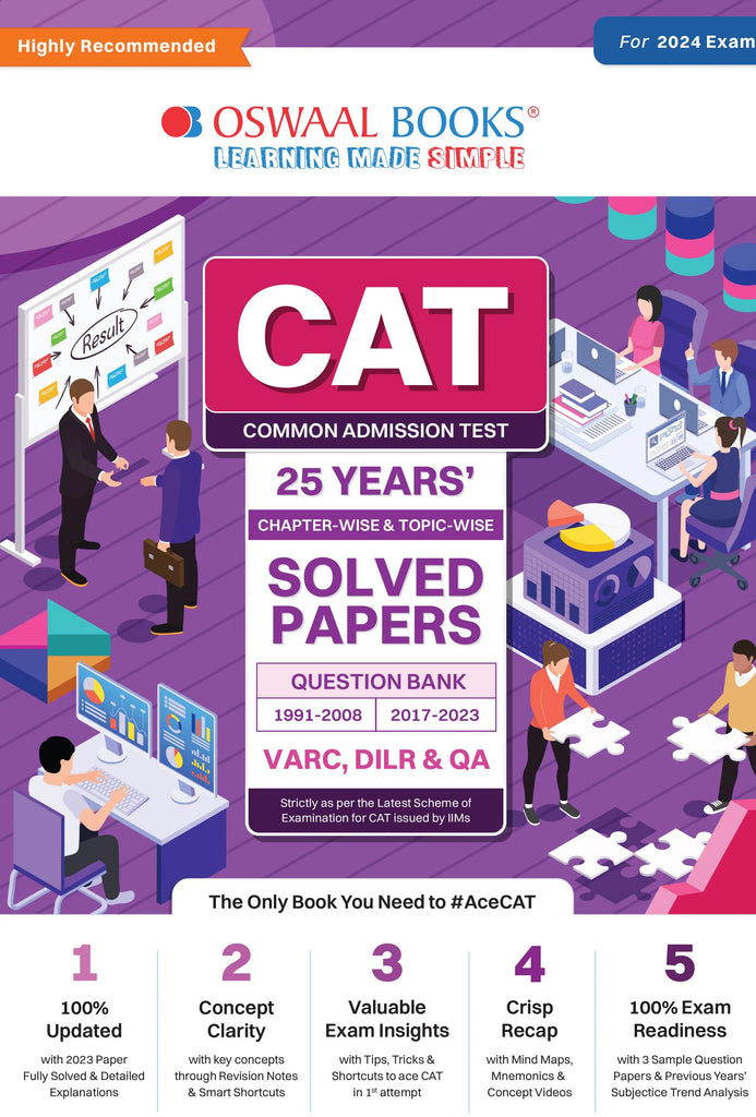 CAT 25 Years Chapter-Wise & Topic-Wise Solved Papers (VARC, DILR & QA) (1991-2008 & 2017-2023) for 2024 Exam Oswaal Books and Learning Private Limited