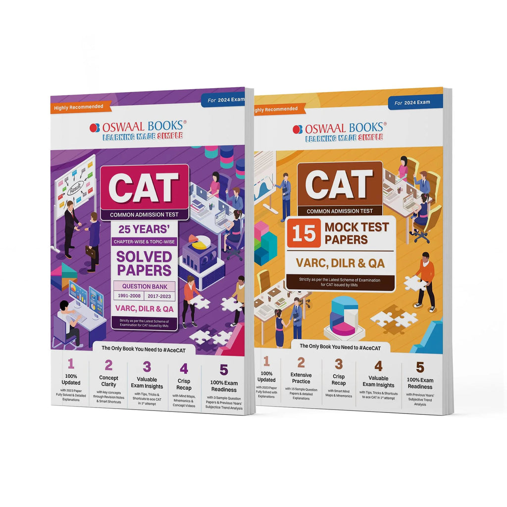 CAT 25 Years Solved Papers + 15 Mock Test  Papers (Set of 2 books) For 2024 Exam Oswaal Books and Learning Private Limited