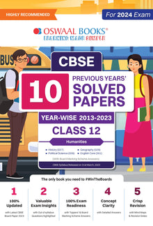 CBSE 10 Previous Years Solved Papers Class 12 Humanities | History, Political Science, Geography, English Core | For 2024 Board Exams