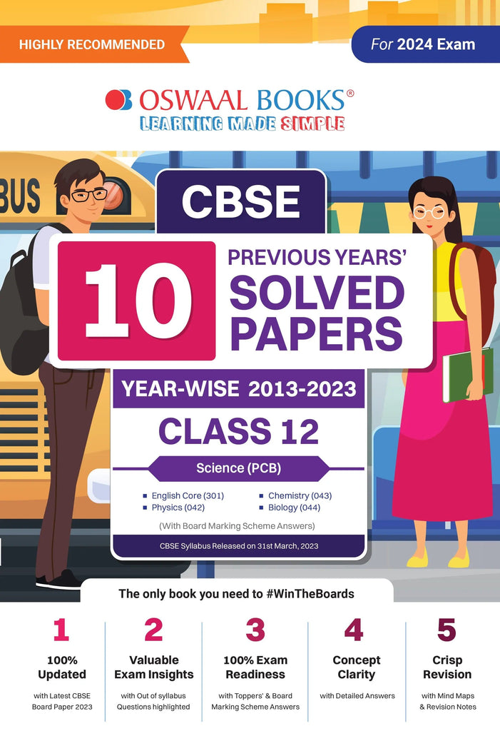 CBSE 10 Previous Years' Solved Papers, Yearwise (2013-2023) Science (PCB) English Core, Physics, Chemistry & Biology Class 12 Book (For 2024 Exam) 