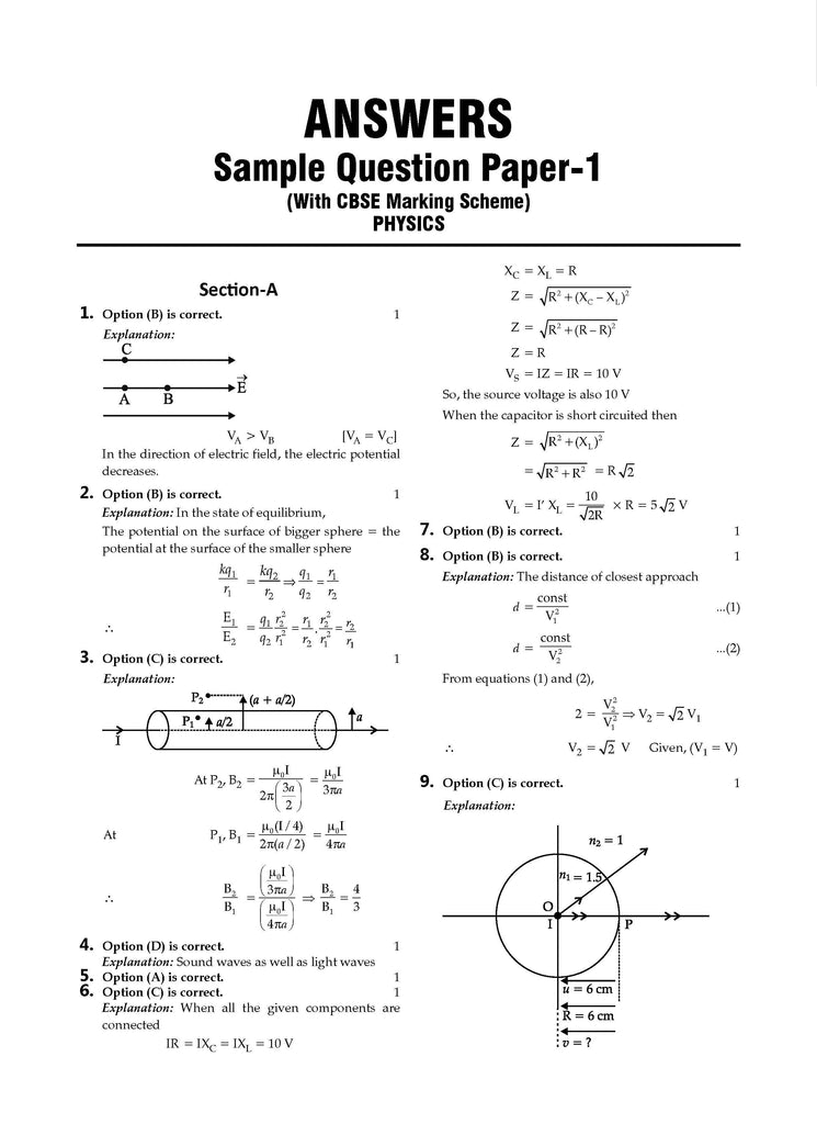 CBSE 25 Combined Sample Question Papers Class 12 Science Books Physics, Chemistry, Biology, Mathematics, English Core (For 2025 Exam) Oswaal Books and Learning Private Limited