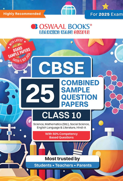 CBSE 25 Combined Sample Question papers Class 10 Books Science, Mathematics Standard, Social Science, English Language and Literature, Hindi-A (For 2025 Exam)