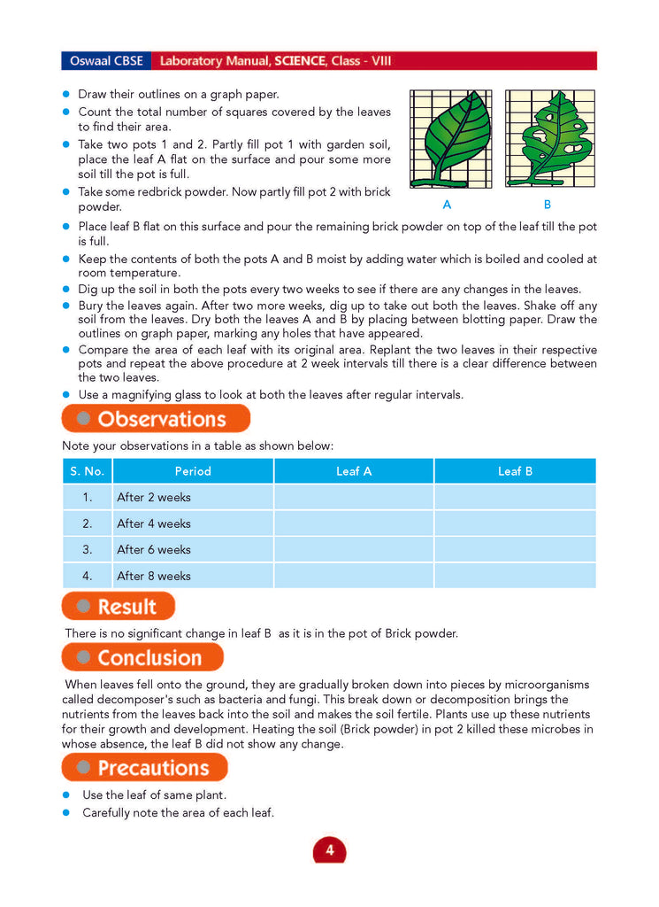 CBSE Laboratory Manual Class 8 Science Book | As Per NEP | Latest Updated Oswaal Books and Learning Private Limited