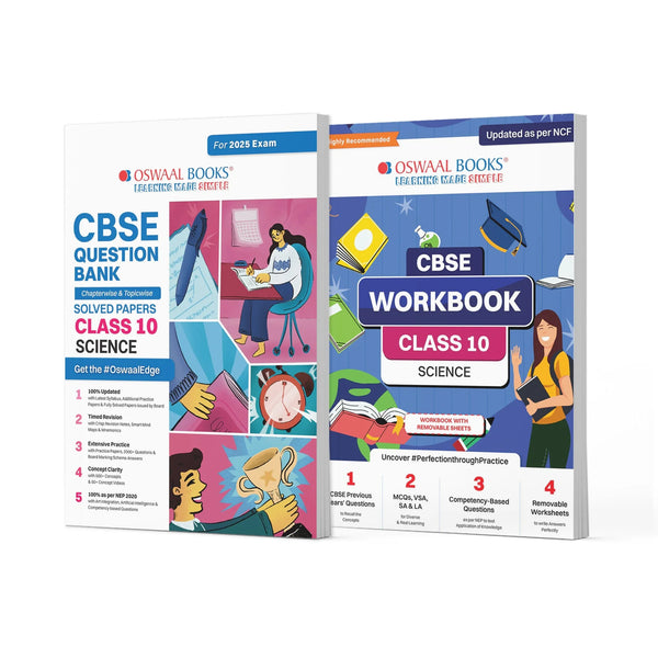 CBSE Question Bank + CBSE Workbook Class 10 Science (Set of 2 Books) Updated As Per NCF For Latest Exam