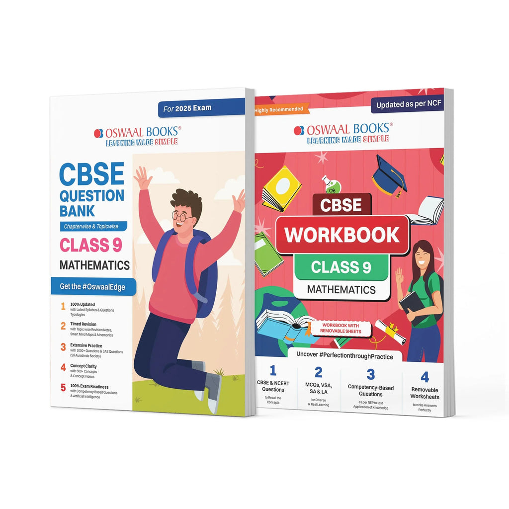 CBSE Question Bank + CBSE Workbook Class 9 Mathematics (Set of 2 Books) Updated As Per NCF For Latest Exam Oswaal Books and Learning Private Limited