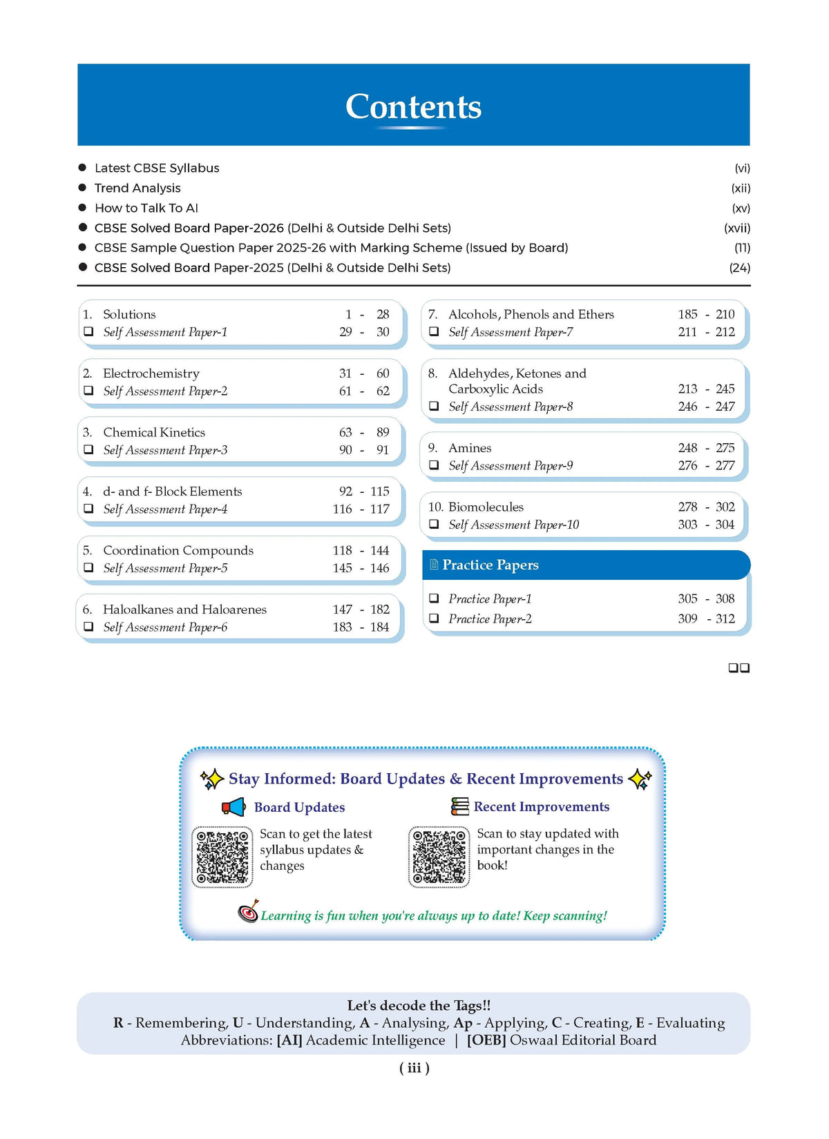 CBSE Question Bank for Class 12 Chemistry| Chapter-wise and Topic-wise: Solved Papers (2017-2026) | Includes 2026 Papers- fully solved | With oswaal.ai | For 2027 ExamÂ 