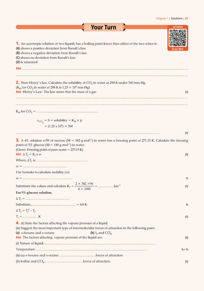 CBSE Question Bank for Class 12 Chemistry| Chapter-wise and Topic-wise: Solved Papers (2017-2026) | Includes 2026 Papers- fully solved | With oswaal.ai | For 2027 ExamÂ 