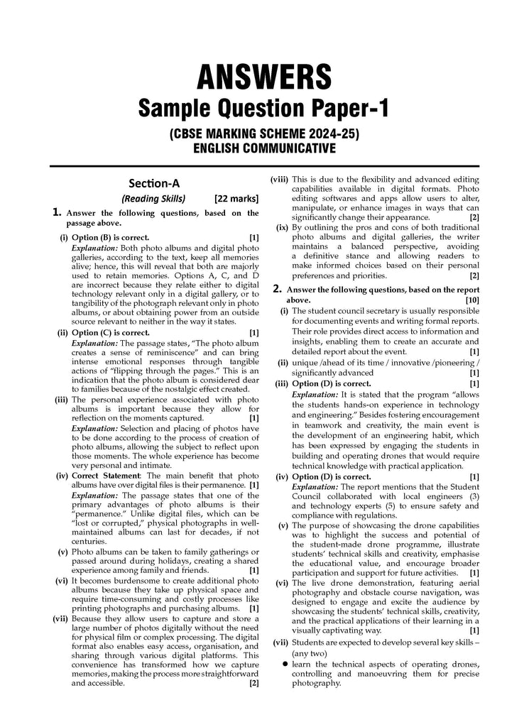 CBSE Sample Question Papers Class 10 English Communicative Book (For 2025 Exam) Oswaal Books and Learning Private Limited