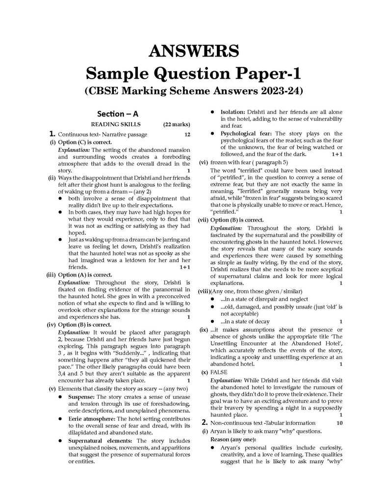 CBSE Sample Question Papers Class 10 English Communicative Book (For Board Exams 2024) | 2023-24 Oswaal Books and Learning Private Limited
