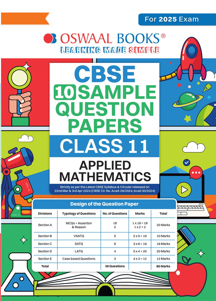 CBSE Sample Question Papers Class 11 Applied Mathematics Book (For 2025 Exam) Oswaal Books and Learning Private Limited