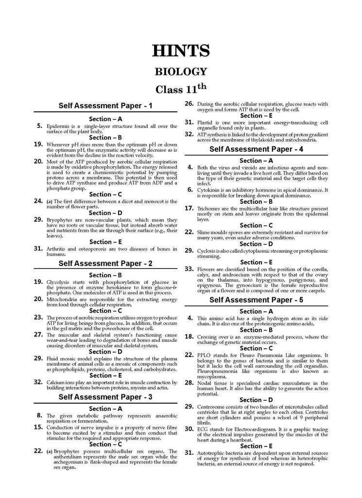 CBSE Sample Question Papers Class 11 Biology Book (For 2025 Exam) Oswaal Books and Learning Private Limited