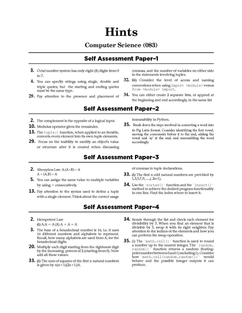 CBSE Sample Question Papers Class 11 Computer Science Book (For 2025 Exam) Oswaal Books and Learning Private Limited