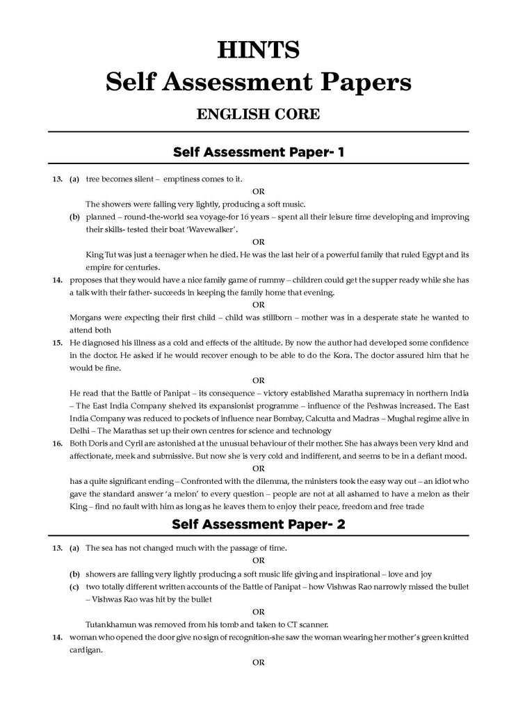 CBSE Sample Question Papers Class 11 English Core Book (For 2025 Exam) Oswaal Books and Learning Private Limited