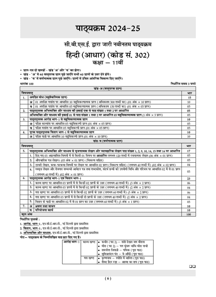 CBSE Sample Question Papers Class 11 Hindi Core (For 2025 Exam) Oswaal Books and Learning Private Limited