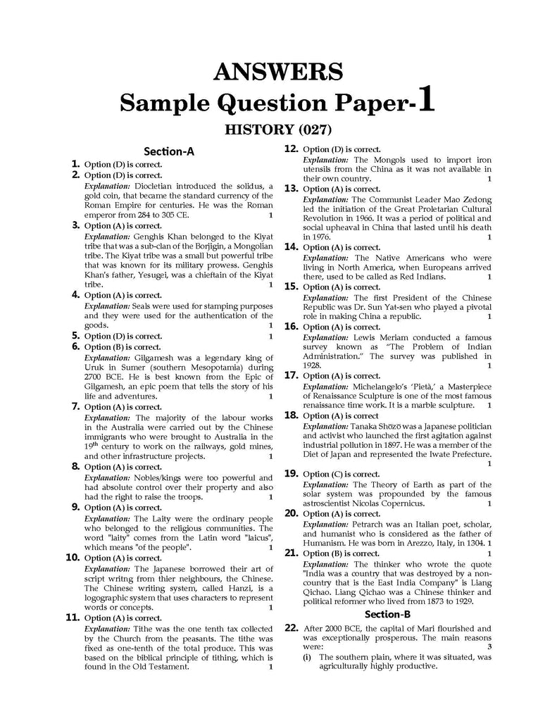 CBSE Sample Question Papers Class 11 History Book (For 2025 Exam) Oswaal Books and Learning Private Limited