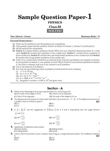 CBSE Sample Question Papers Class 11 Physics Book | For 2024 Board Exams