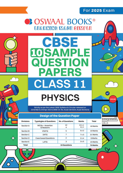 CBSE Sample Question Papers Class 11 Physics Book (For 2025 Exam)