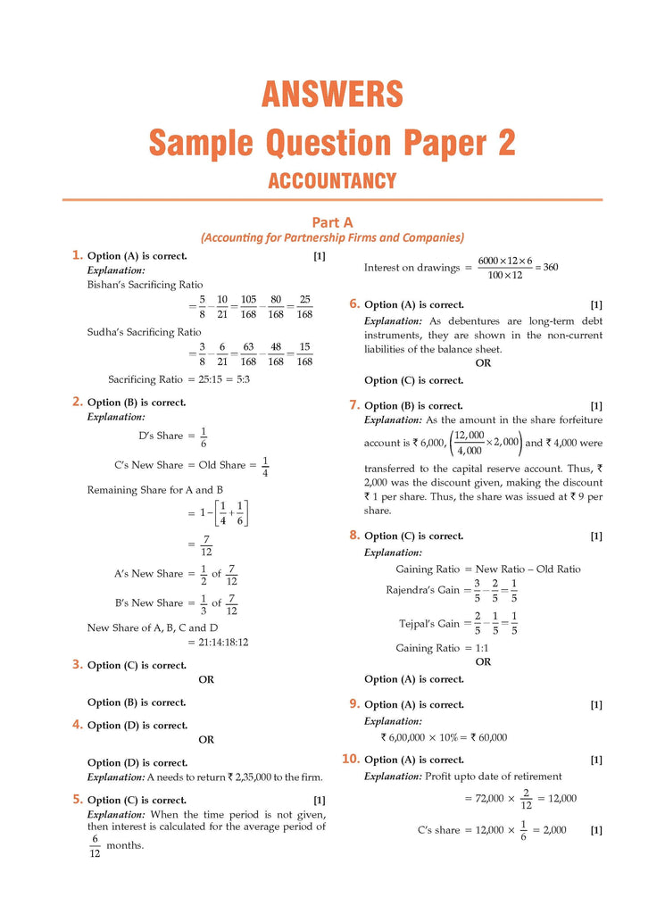 CBSE Sample Question Papers Class 12 Accountancy (For 2025 Exam) Oswaal Books and Learning Private Limited