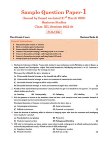 CBSE Sample Question Papers Class 12 Business Studies | For 2024 Board Exams