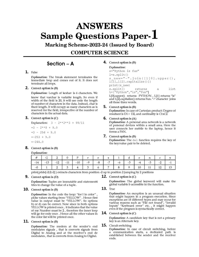 CBSE Sample Question Papers Class 12 Computer science | For 2024 Board Exams