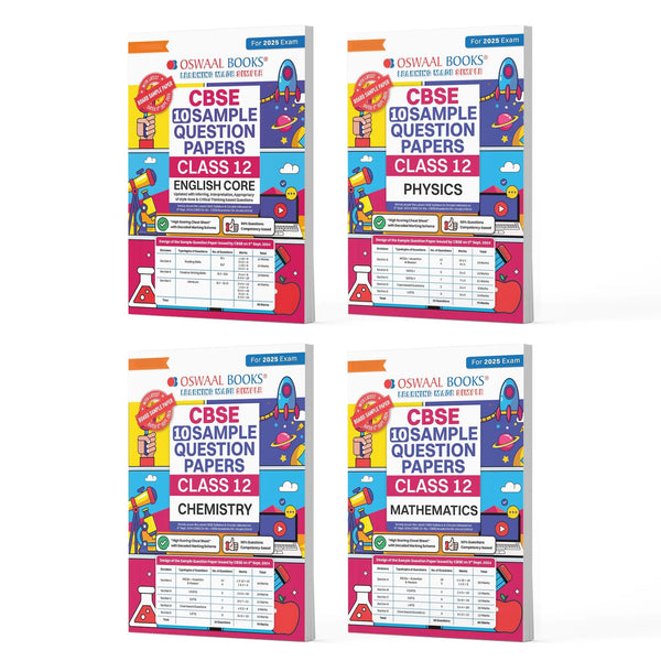 CBSE Sample Question Papers Class 12 English, Physics, Chemistry & Mathematics (Set of 4 Books) (For Board Exams 2025)