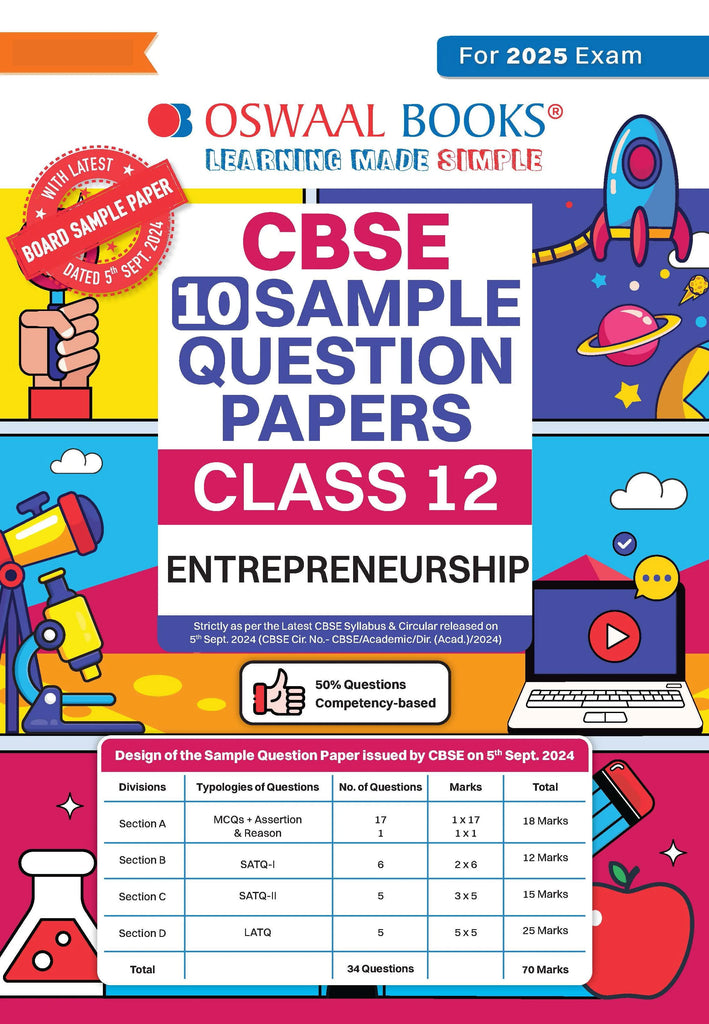 CBSE Sample Question Papers Class 12 Entrepreneurship (For 2025 Exam) Oswaal Books and Learning Private Limited