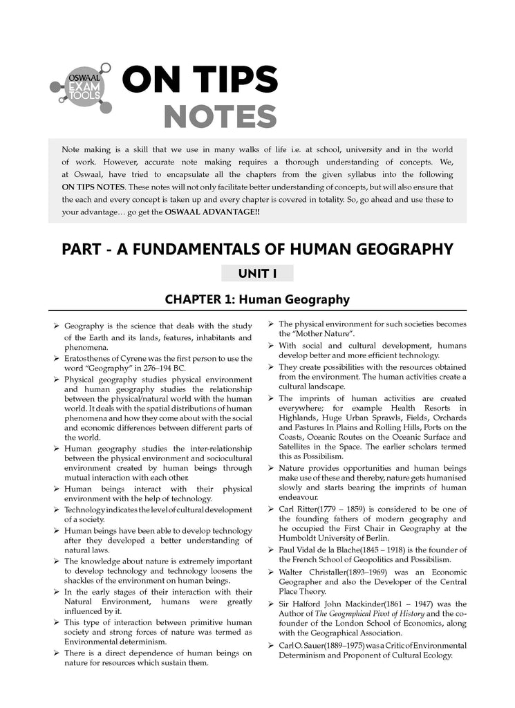 CBSE Sample Question Papers Class 12 Geography (For 2025 Exam) Oswaal Books and Learning Private Limited