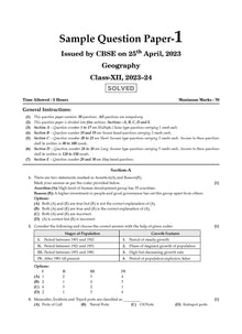 CBSE Sample Question Papers Class 12 Geography (For 2025 Exam) Oswaal Books and Learning Private Limited