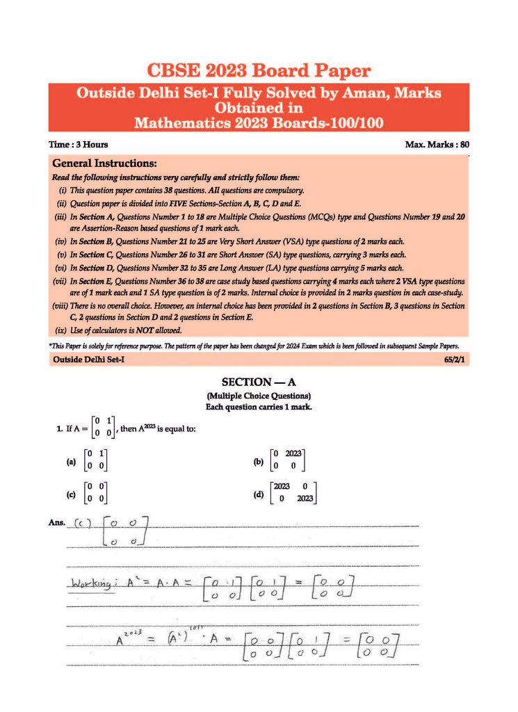 CBSE Sample Question Papers Class 12 Mathematics | For 2024 Board Exams