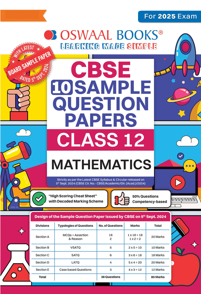 CBSE Sample Question Papers Class 12 Mathematics (For 2025 Exam) Oswaal Books and Learning Private Limited