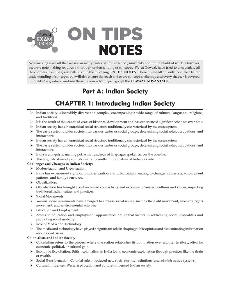 CBSE Sample Question Papers Class 12 Sociology (For 2025 Exam) Oswaal Books and Learning Private Limited